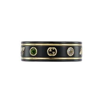 GUCCI 18K Gold Karat Gold Rings Men's Black