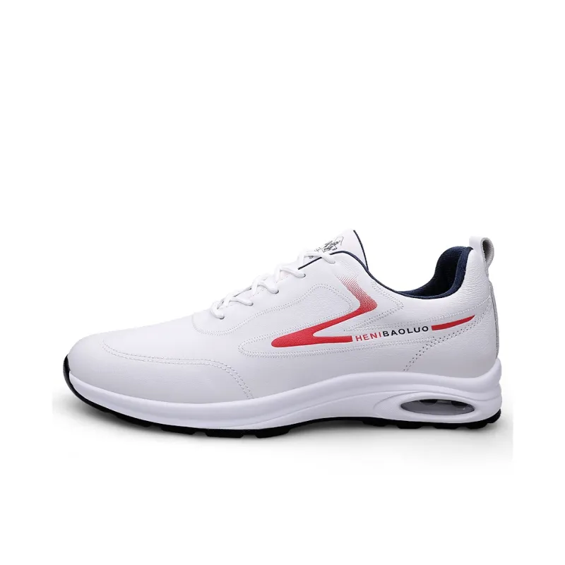 HENIBAOLUO Men's Casual Shoes Men Low Top White Gray/White Red-4