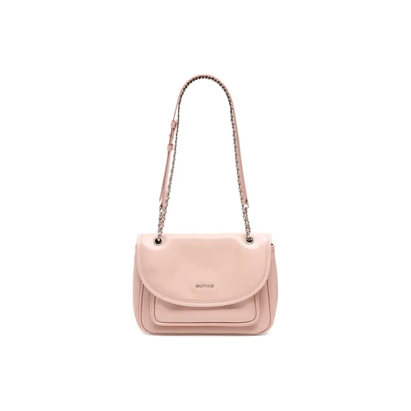 Simedin Cow Leather Small Square Bag Shoulder Bag Women's Cherry Blossom Pink/Ecru/Deep Black-1