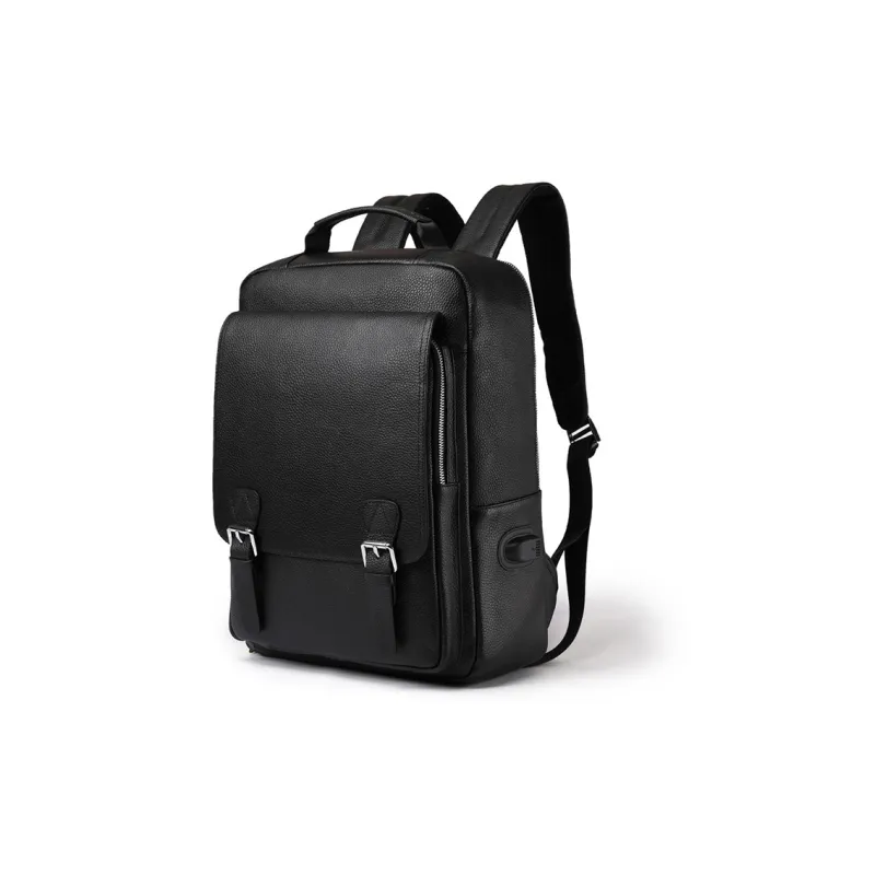 DOSRFINI Top Grain Cow Leather Backpack Large Size Men's Black-1