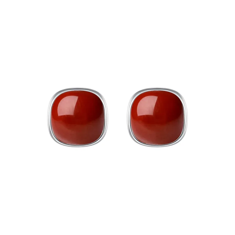 Otoshi Cinnabar Jade Stud Earrings Women's-0