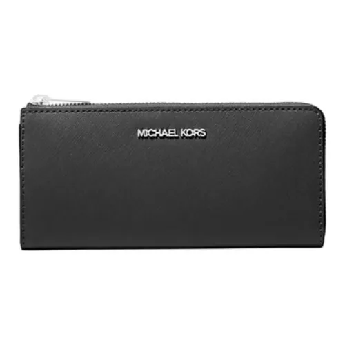 MICHAEL KORS Jet Set Travel Saffiano Leather Wallet Large Size Women's Black