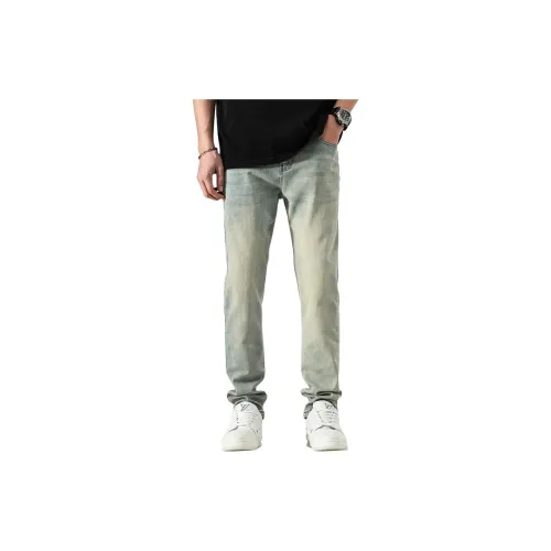 Dme Jeans Men Yellow Mud Dye