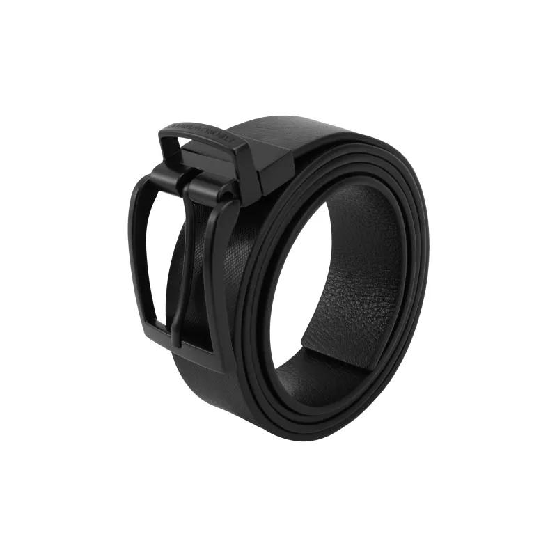 EMPORIO ARMANI Solid Color Design, Pin Buckle Leather Belts Men's Black Width 3.5CM-2