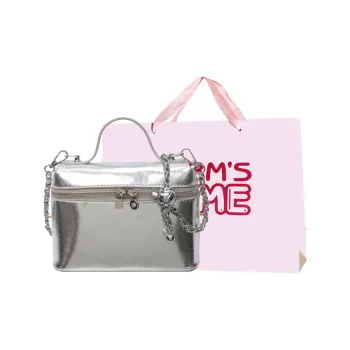 Worm's Home PU One Shoulder Handbag, Crossbody Bag Women's Silver/Black