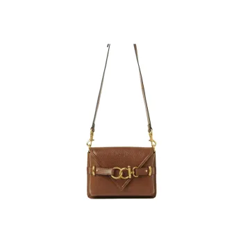 Chloe Grained Calfskin Cloak Bag Shoulder Bag Crossbody Bag Mini Women's Clay Brown