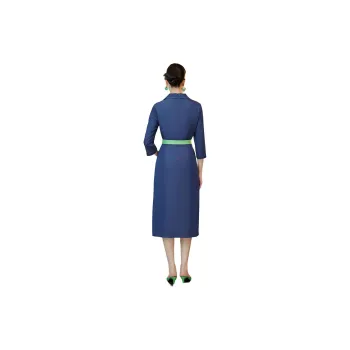 BBLLUUEE Long Sleeved Dress Women's Denim Blue