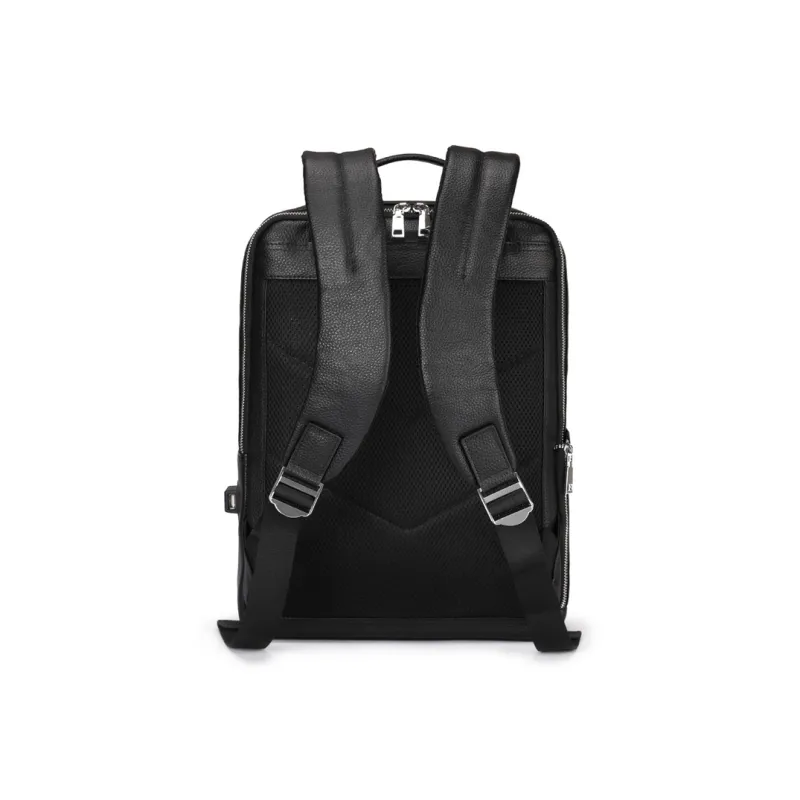 DOSRFINI Top Grain Cow Leather Backpack Large Size Men's Black-4