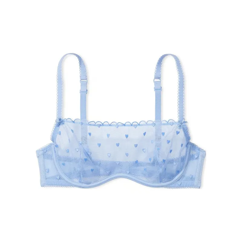 Victoria's Secret PINK WINK UNLINED SCOOP BRA / Optic White Bra Women's Harbor Blue-0
