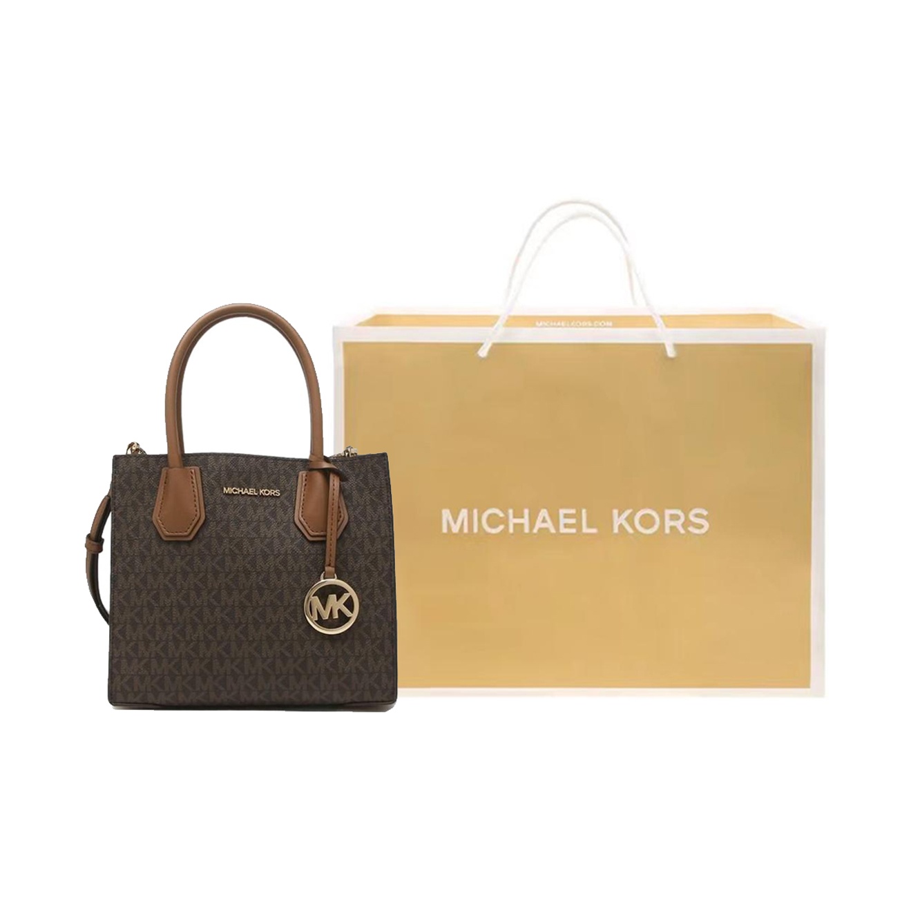 michael kors yellow and brown bag