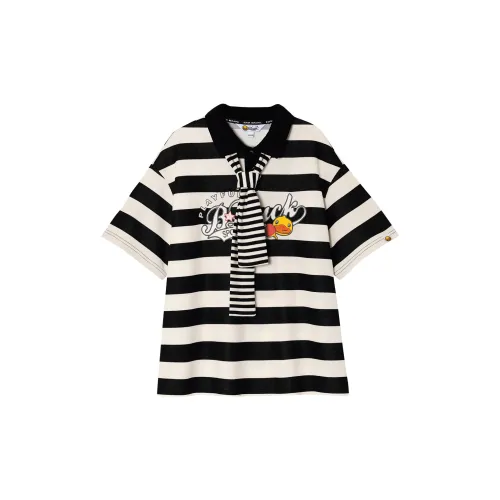 B.Duck Polo Shirts Women's Black/White Stripes