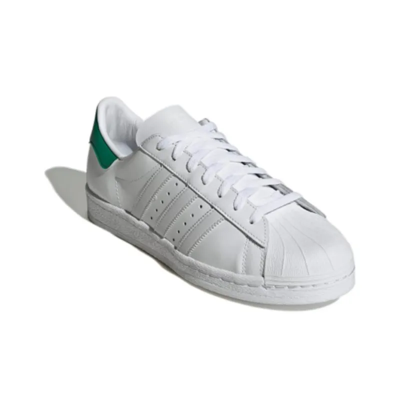 Adidas Originals Superstar 82 Non slip Lightweight Low Top Skateboard Shoes Unisex White Green-2