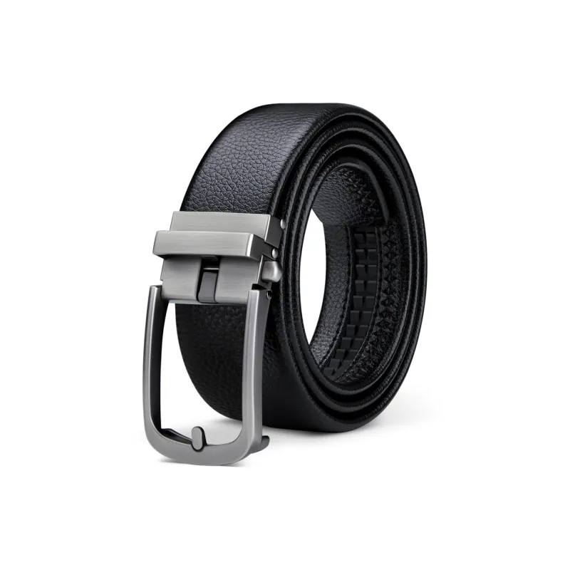 WilliamPOLO Cow Leather Leather Belts Men's Gunmetal/Dark Gunmetal 3.5cm Width-3