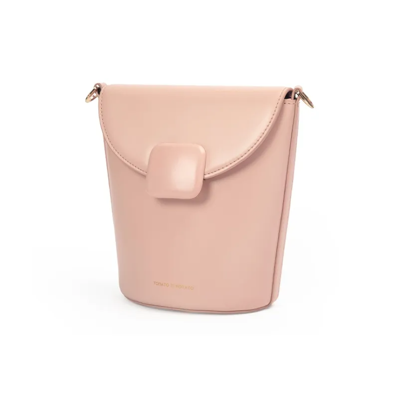 TOMATO&POTATO Cow Leather Cell Phone Pouch, Shoulder Bag, Crossbody Bag Regular Women's Brown/Ecru/Light Pink-13