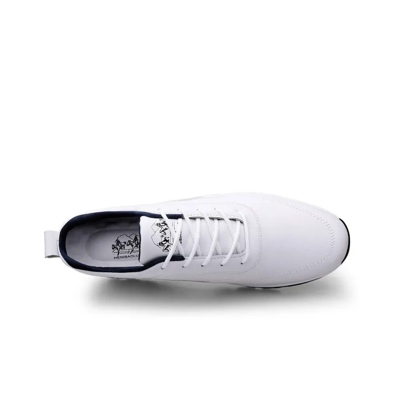 HENIBAOLUO Men's Casual Shoes Men Low Top White Gray/White Red-3