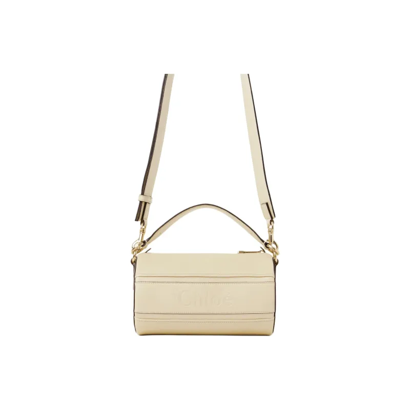 Chloe Shiny Grained Calfskin Handbag Shoulder Bag Women's Beige-2