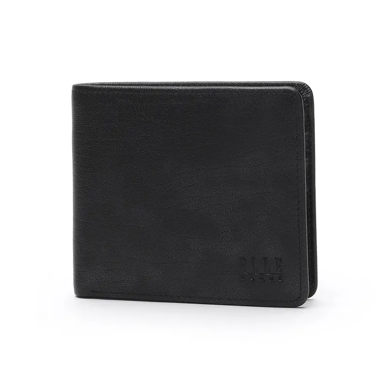 ELLE HOMME Top Grain Cow Leather Wallet Small Size Men's Silver Black/Coffee-1