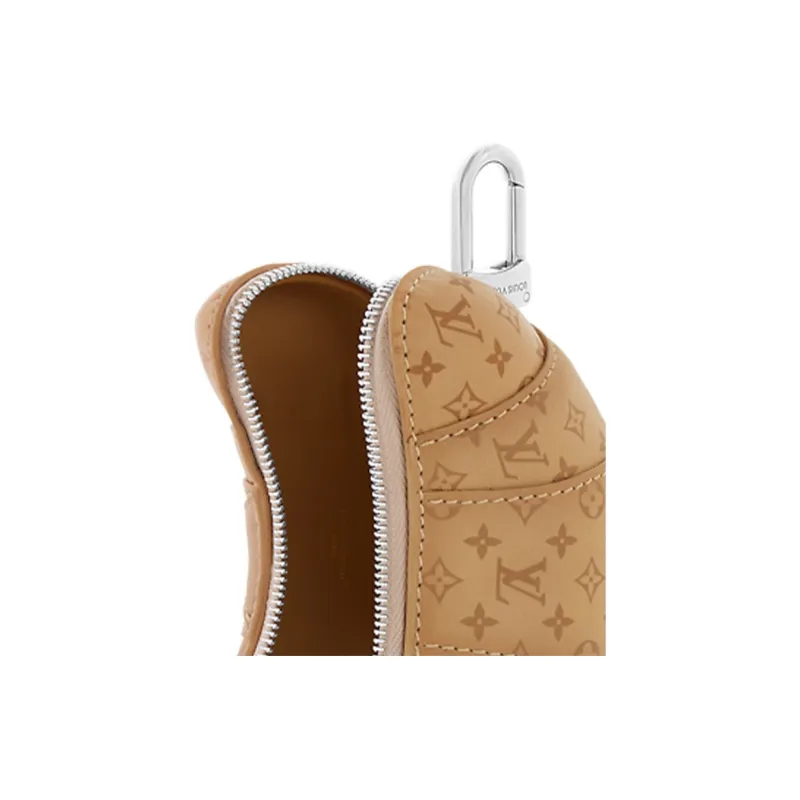 LOUIS VUITTON Leather Pendant Coin Purse Unisex Brown Yellow-3