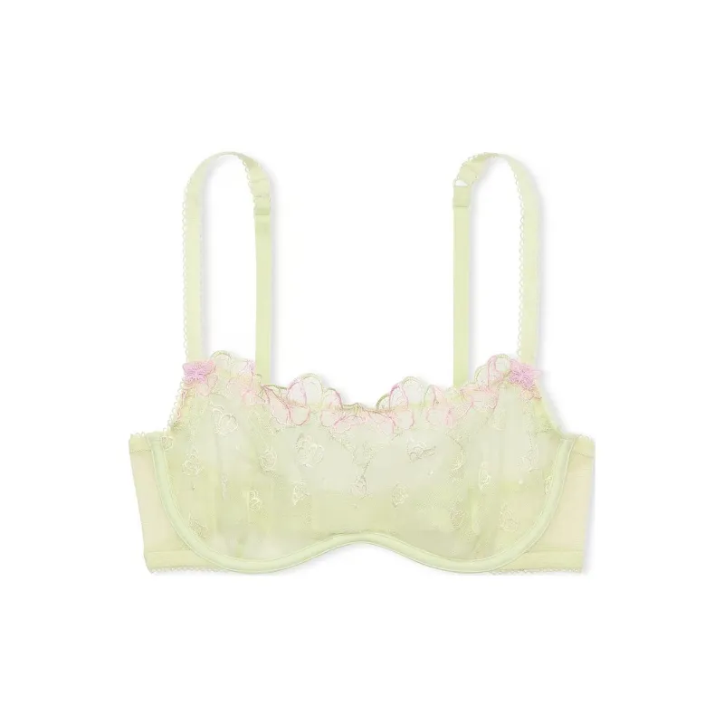 Victoria's Secret PINK WINK UNLINED SCOOP BRA / Lime Cream With Pink Bra Women's Lime Cream-0