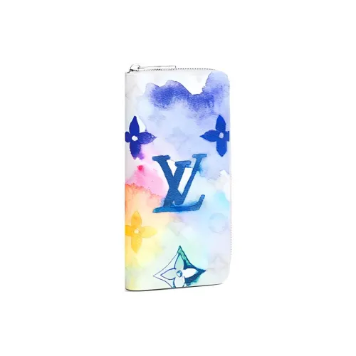 LOUIS VUITTON Zippy Vertical Wallet Monogram Watercolor Multicolor