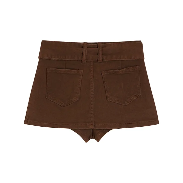 HUASJ Denim Short Skirts Women's Brown-1