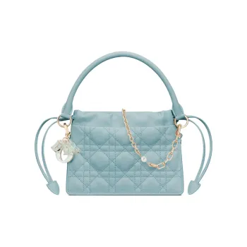 DIOR Wicker Pattern Sheepskin Portable Crossbody Bag, Shoulder Bag Mini Women's Space Blue