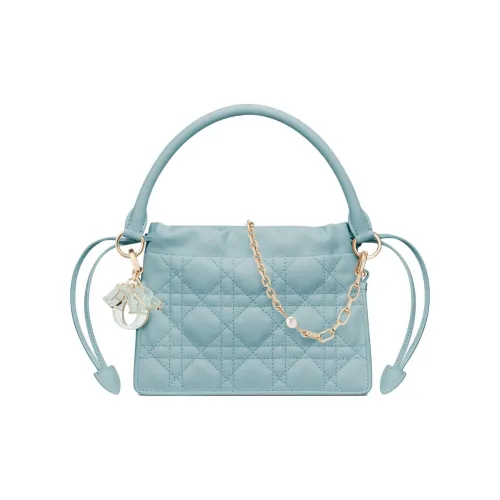 DIOR Wicker Pattern Sheepskin Portable Crossbody Bag, Shoulder Bag Mini Women's Space Blue