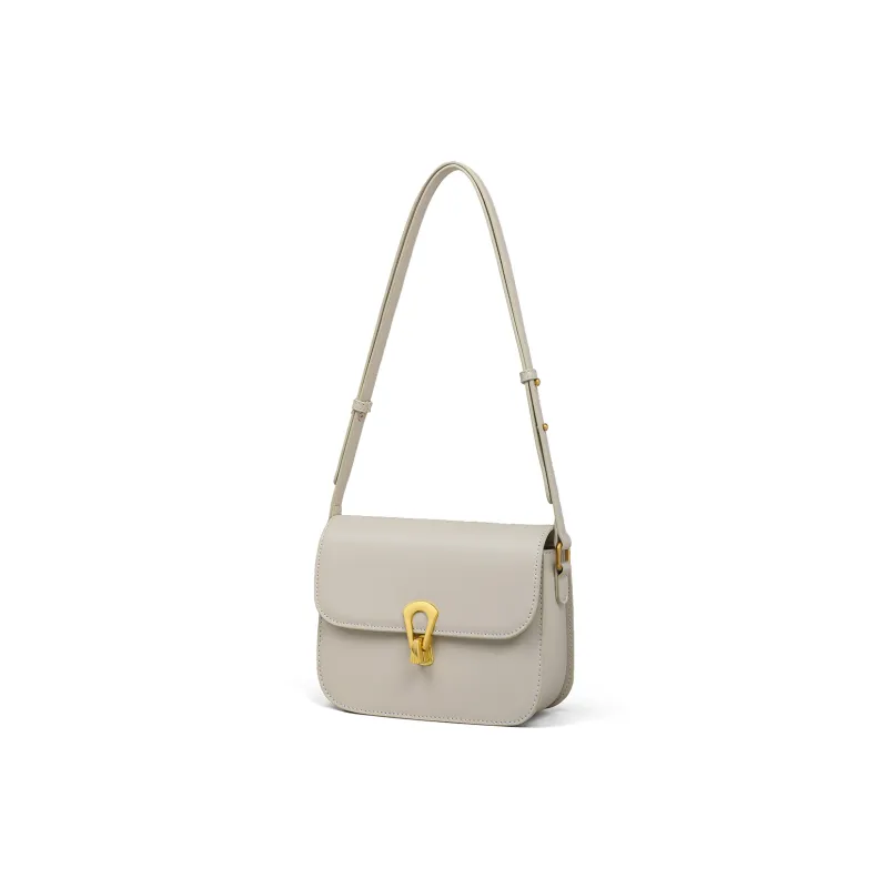 MILLIE'S Cow Leather With Synthetic Leather Underarm Shoulder Bag, Crossbody Bag, Small Square Bag Regular Women's Ecru-3