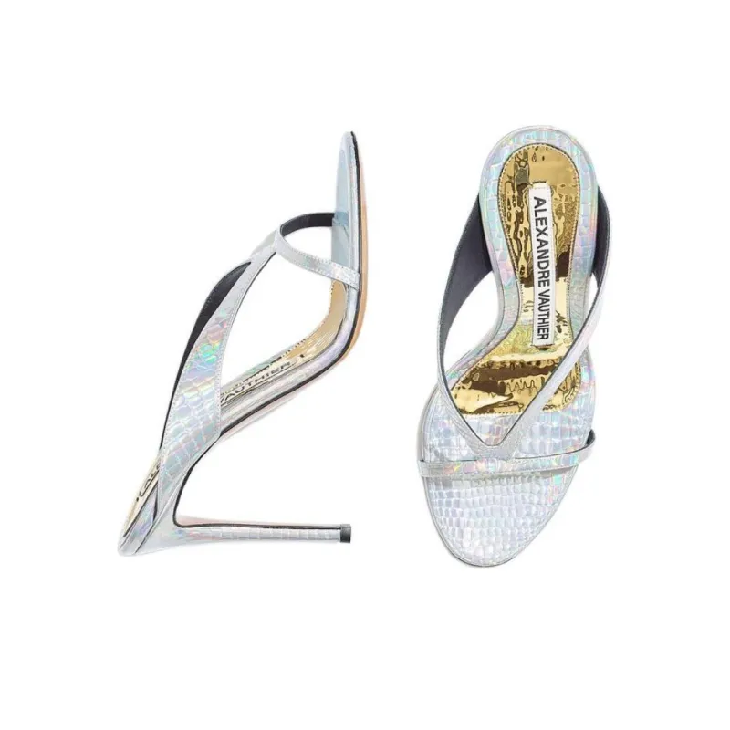 Alexandre Vauthier Slide Slippers 10.5cm Women's Silver-4