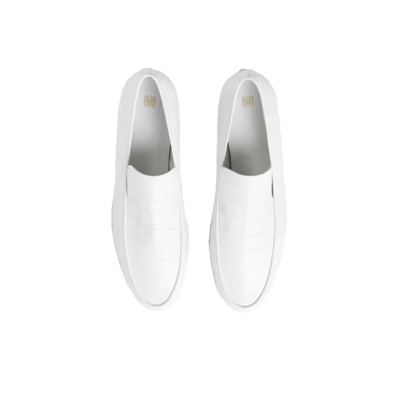 TOTEME Croco Loafers Women's White-3