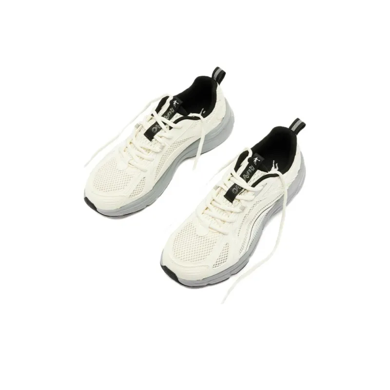QIAODAN Cushioning Wear Resistant Low Top Running Shoes Men's Gray White-3