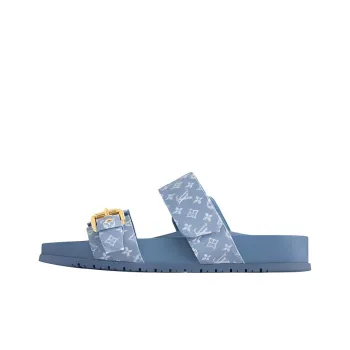 LOUIS VUITTON Bom Dia Slide Slippers Women's Blue