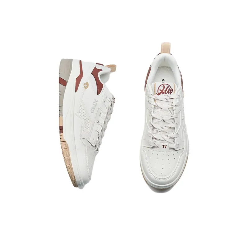 XTEP New Dawn Anti Slip Wear Resistant Low Top Skateboard Shoes Men's White Red-3