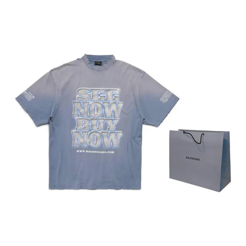 Balenciaga T Shirt Loose Fit Style Unisex Blue-2