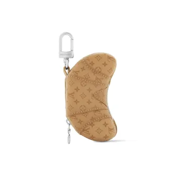 LOUIS VUITTON Leather Pendant Coin Purse Unisex Brown Yellow