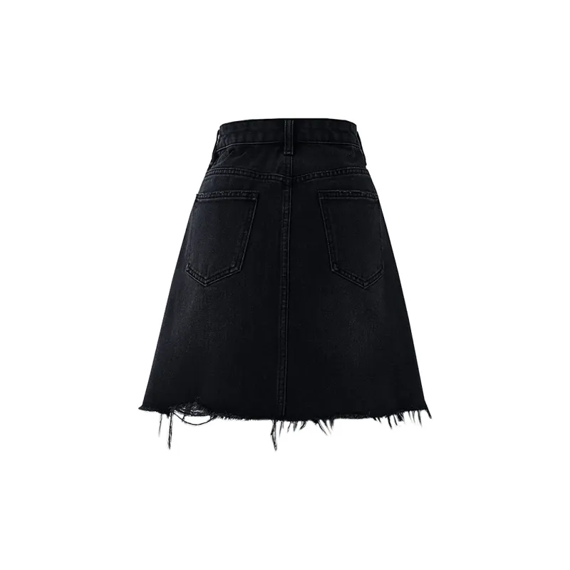 SOON FLOWER Denim Short Skirts Women's Black-1