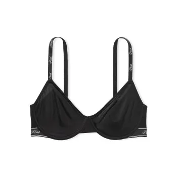 Victoria's Secret PINK WEAR EVERYWHERE UNLINED DEMI BRA / Pure Black Bra Women's Pure Black