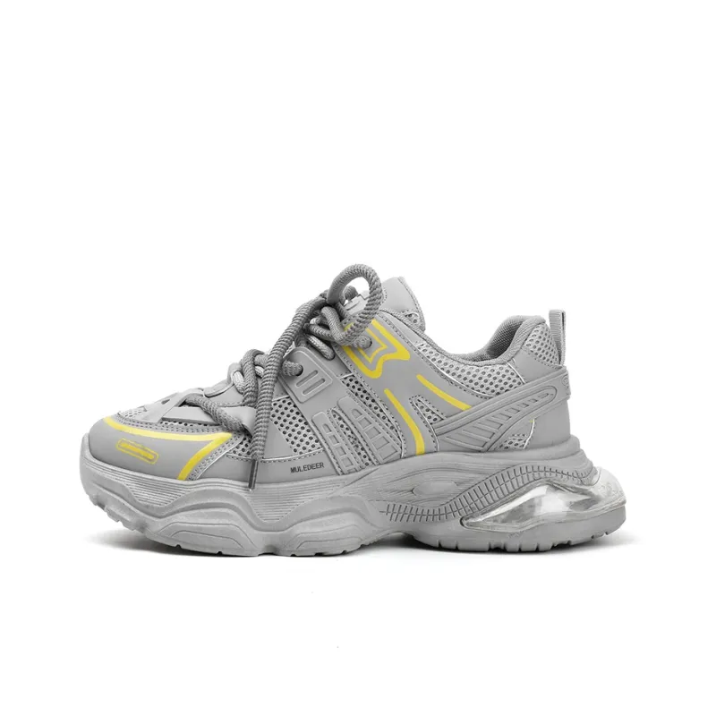 Black tailed Deer Slip Resistant, Breathable, Lightweight Low Top Chunky Sneakers Men's Gray-7