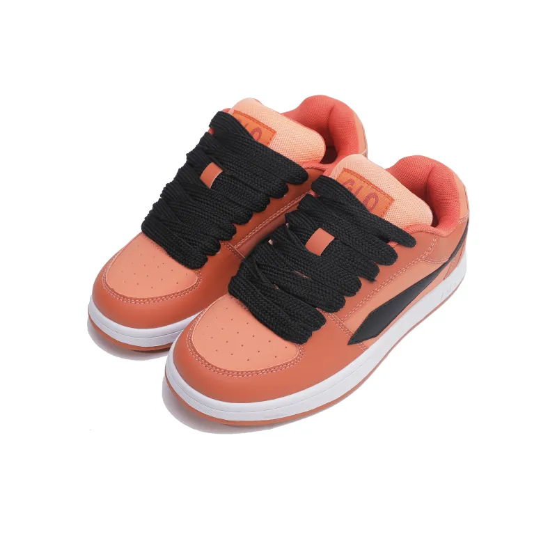 GLO BULL Skateboard Shoes Unisex Low Top Orange Black-2