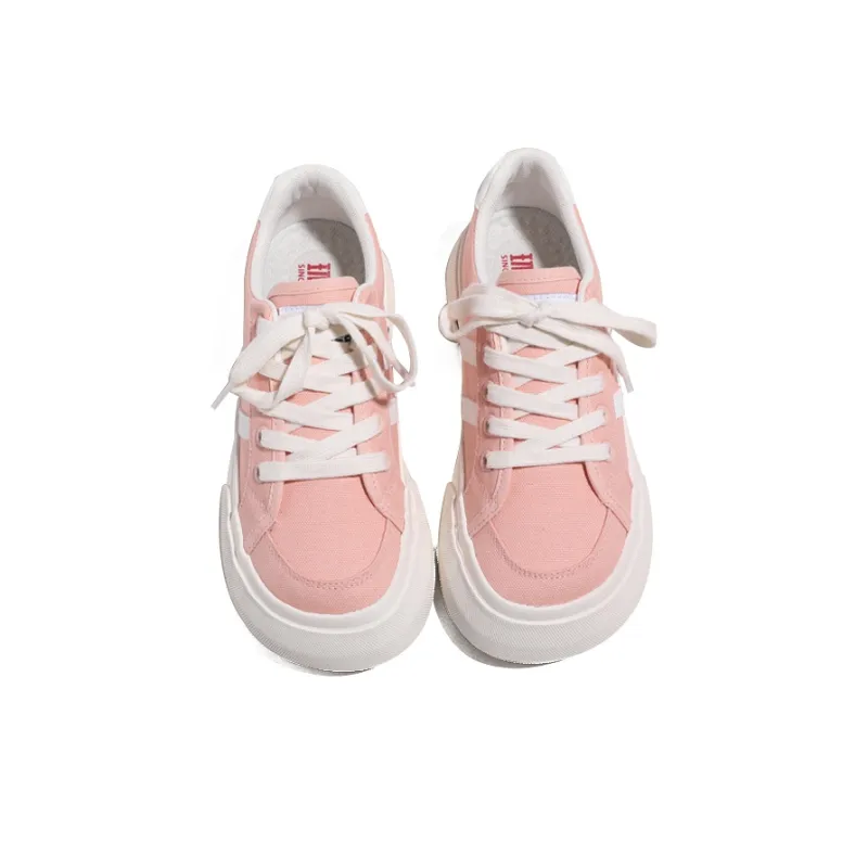 HUANQIU Breathable Low Top Canvas Shoes Women's Tangerine Pink-4