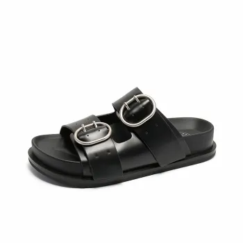 BAFFN Rubber Sole Slip Resistant Abrasion Resistant Slide Slippers Women's Pure Black