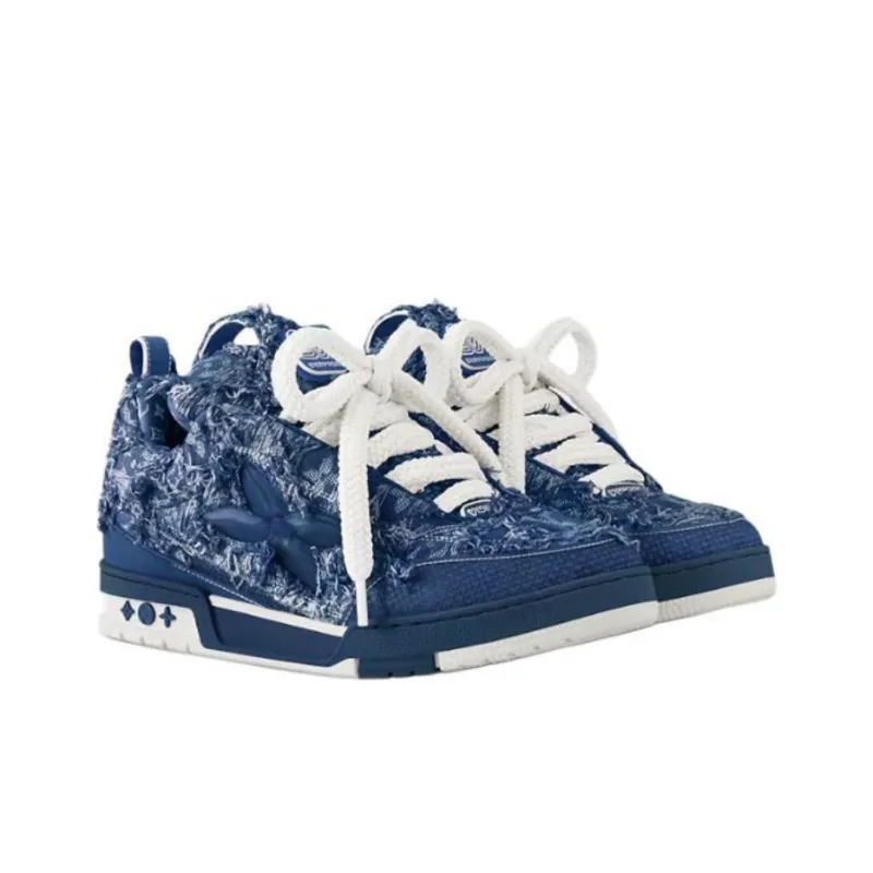 LOUIS VUITTON Skate Low Top Skateboard Shoes Unisex Blue-3