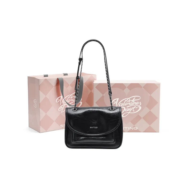Simedin Cow Leather Small Square Bag Shoulder Bag Women's Cherry Blossom Pink/Ecru/Deep Black-11