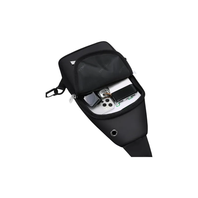 SEPTWOLVES Oxford Shoulder Bag, Crossbody Bag, Fanny Pack, Sling Bag Regular Unisex Black-3
