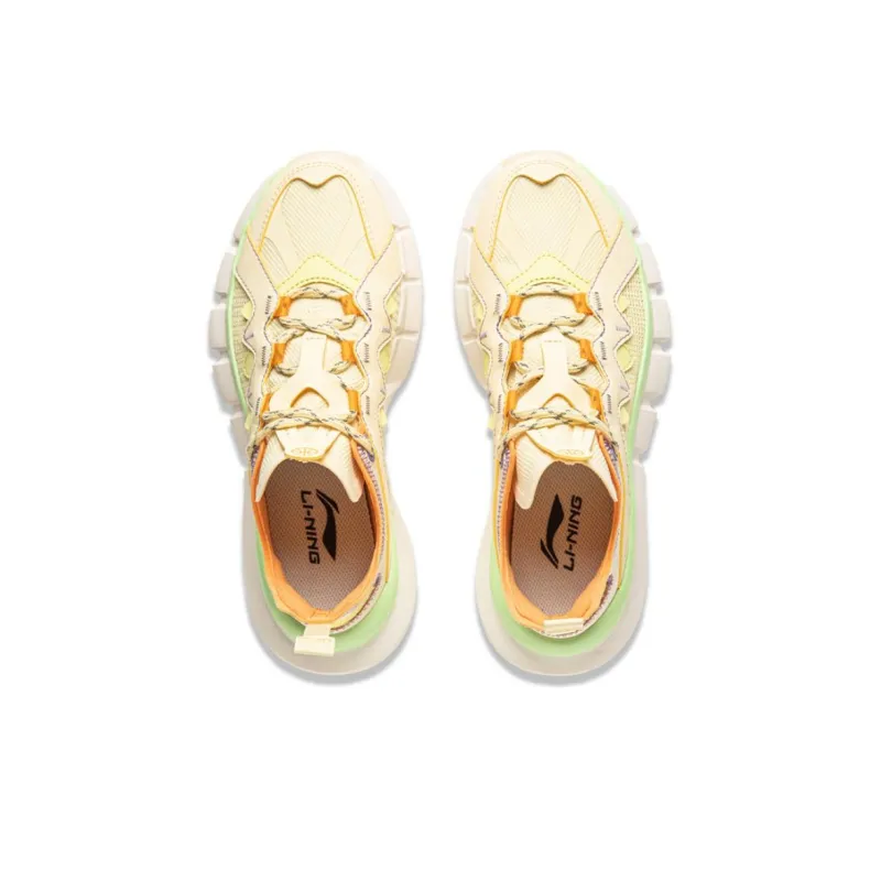 LiNing Essence 2.3 Cushioning Wear-Resistant Low-Top Casual Shoes Women's Yellow Green White-3