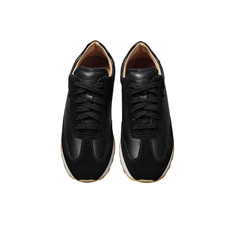 THOM WILLS Vintage Versatile Casual Sports Cortez Shoes Low Top Skateboard Shoes Men's Black-2