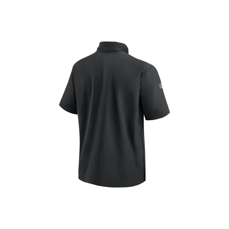 Nike Carolina Panthers Sideline Coach Men's Nike Nfl 1/2 Zip Short Sleeve Hooded Jacket-1