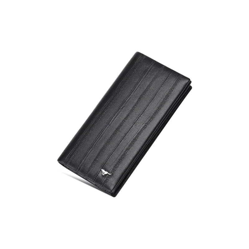 SEPTWOLVES Top Grain Cow Leather Wallet Money Clip Long Clip Business Suit Clip Men's-0