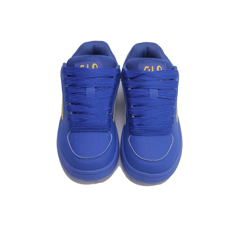 GLO BULL Skateboard Shoes Unisex Low Top Royal Blue Yellow-3