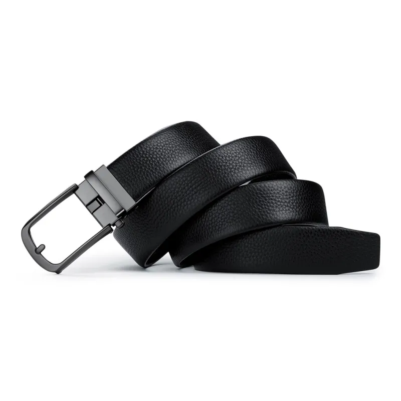 WilliamPOLO Cow Leather Leather Belts Men's Gunmetal/Dark Gunmetal 3.5cm Width-2